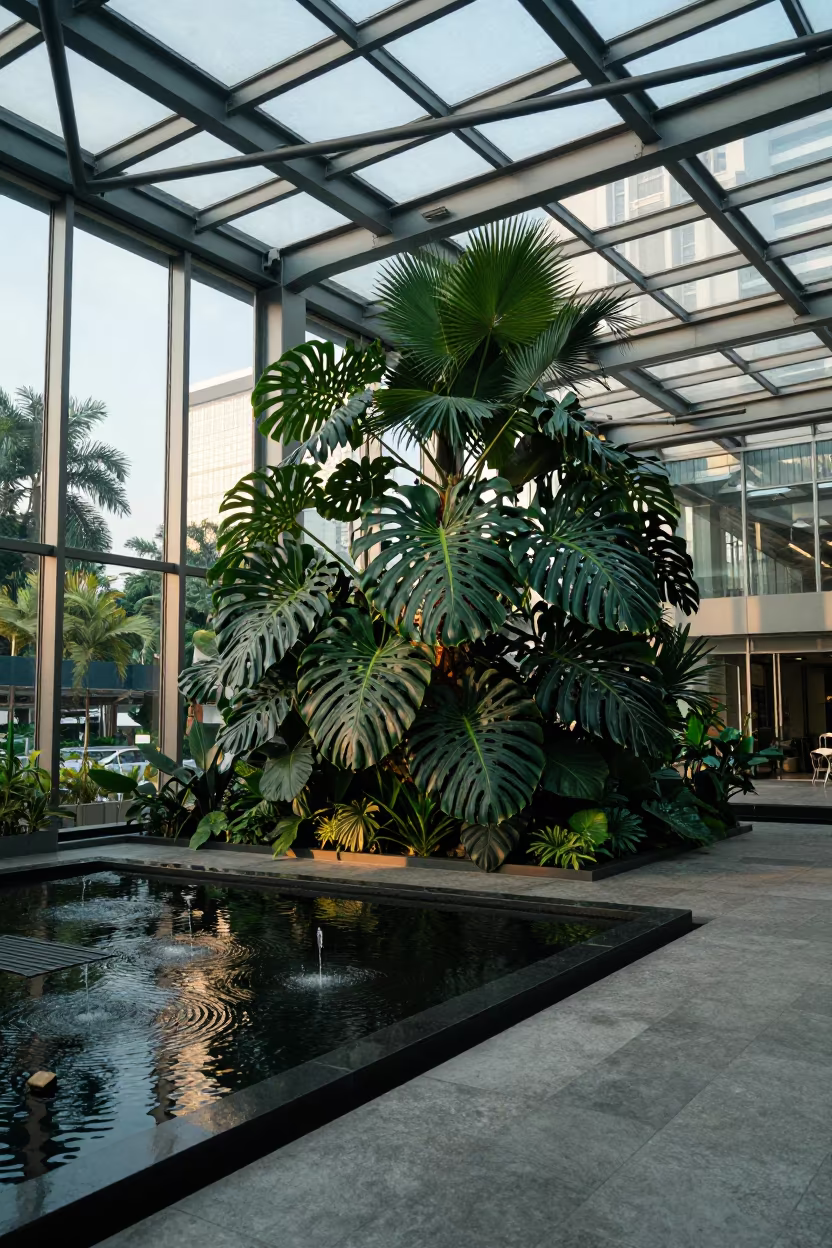 Glass Atrium Tropical Plants Jakarta Afternoon in near Jakarta