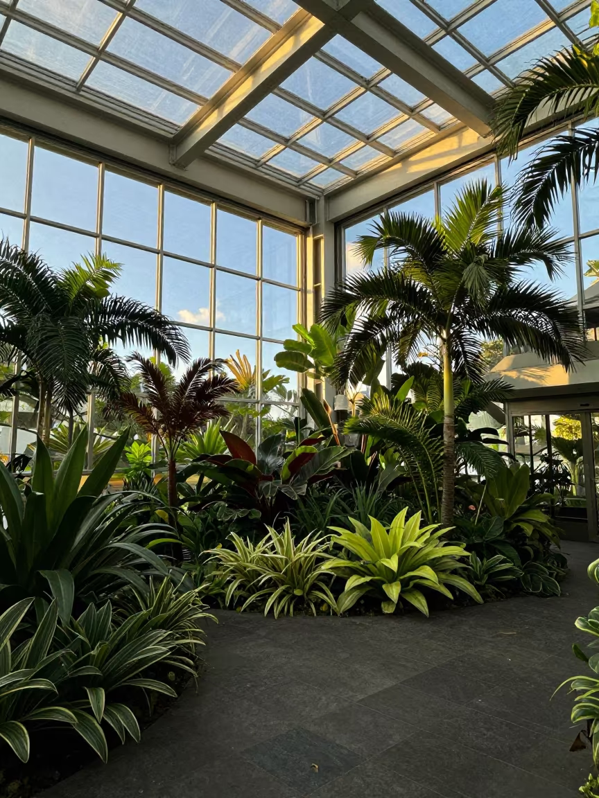 Glass Atrium Tropical Plants Mauritius Late Afternoon in in Mauritius