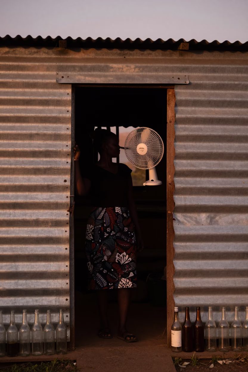 Glass Bottles in Johannesburg at Copper-toned Light Before Dusk in in Johannesburg, South Africa