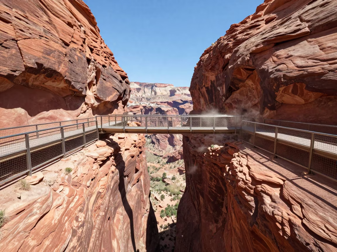 Glass Bridge Over Arizona Canyon Midmorning in in Arizona