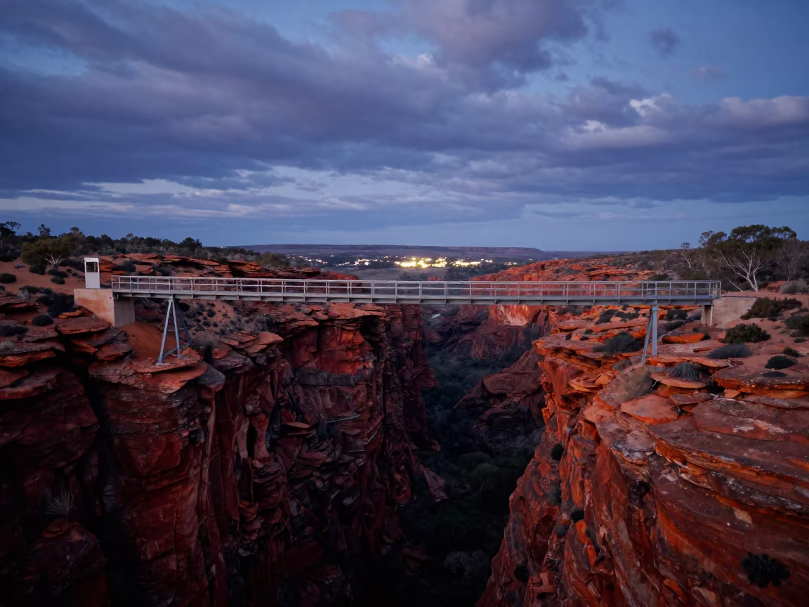 Glass Bridge Over Canyon At Indigo Twilight in in Western Australia