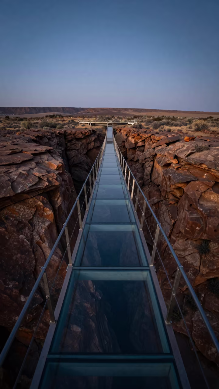 Glass Bridge Over Canyon At Night Near Windhoek in near Windhoek