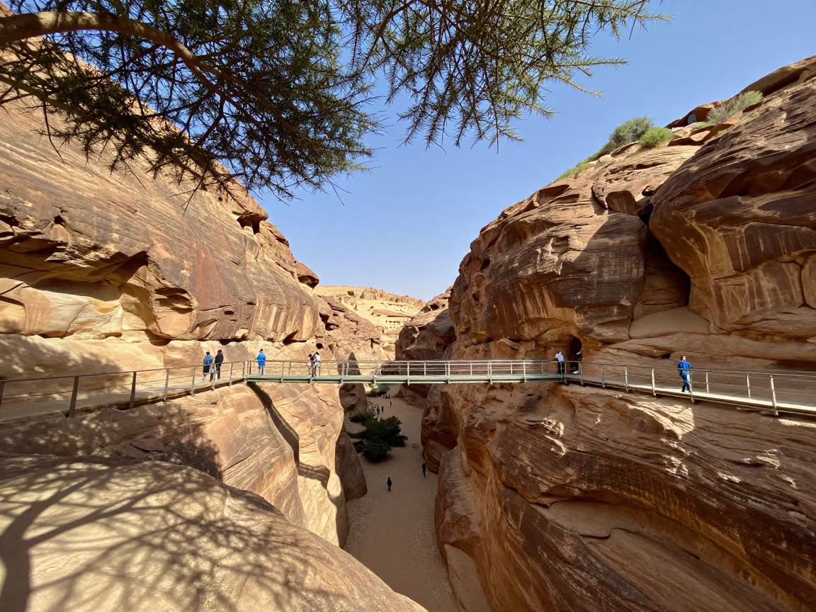 Glass Bridge Over Canyon in Saudi Arabia in in Saudi Arabia