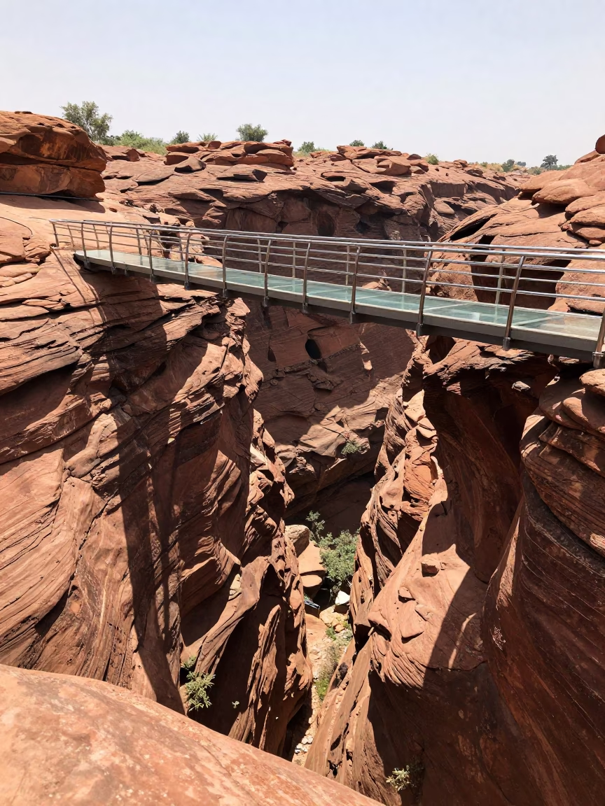 Glass Bridge Over Rajasthan Canyon at Noon in in Rajasthan