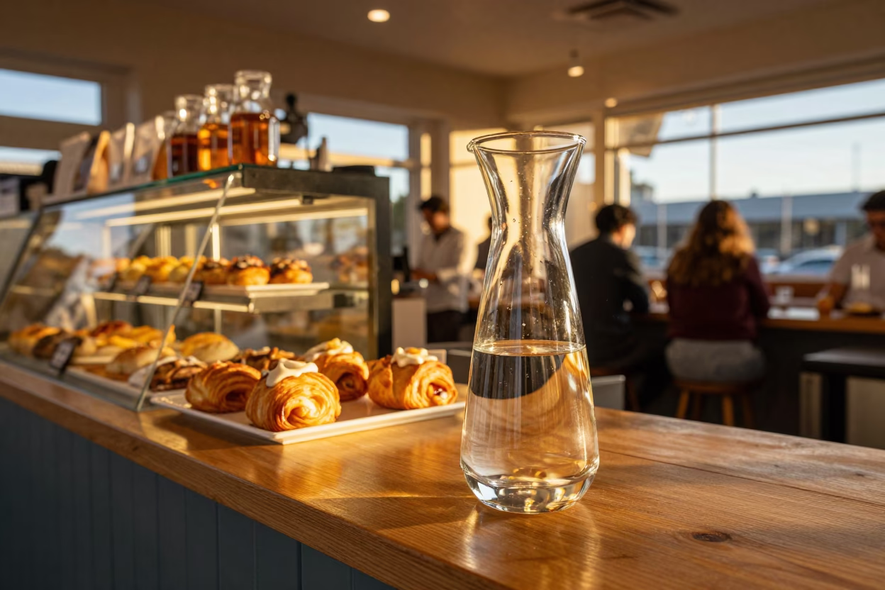 Glass Carafe in Hobart at Honeyed Evening Light in in Hobart, Tasmania, Australia