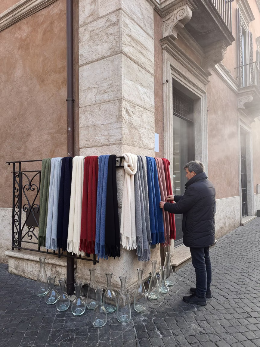 Glass Carafe in Rome at Dawn Light in in Rome, Italy