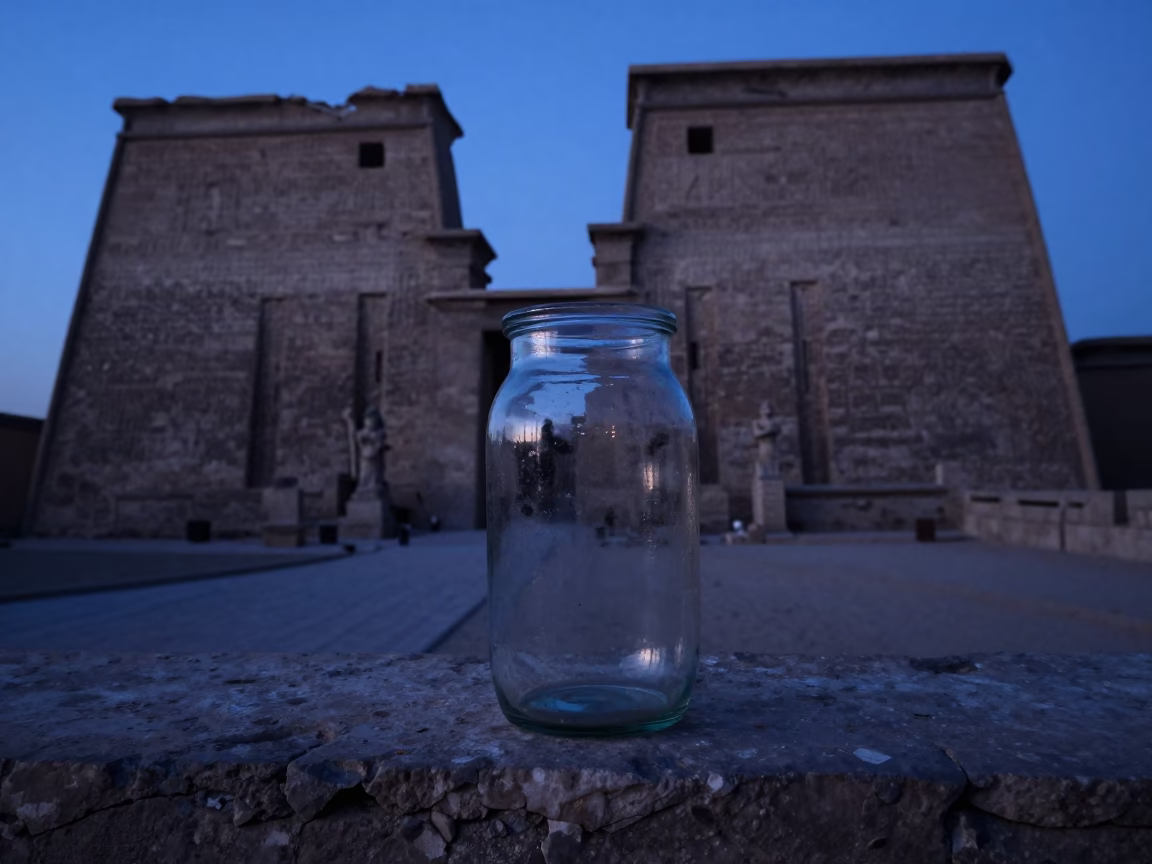 Glass Jar in Luxor at The Still Hours Before Dawn Light in in Luxor, Egypt