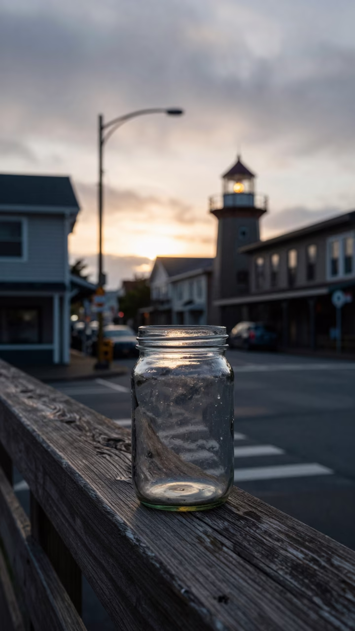 Glass Jar in Portland at Nautical Dawn Light in in Portland, Oregon, United States