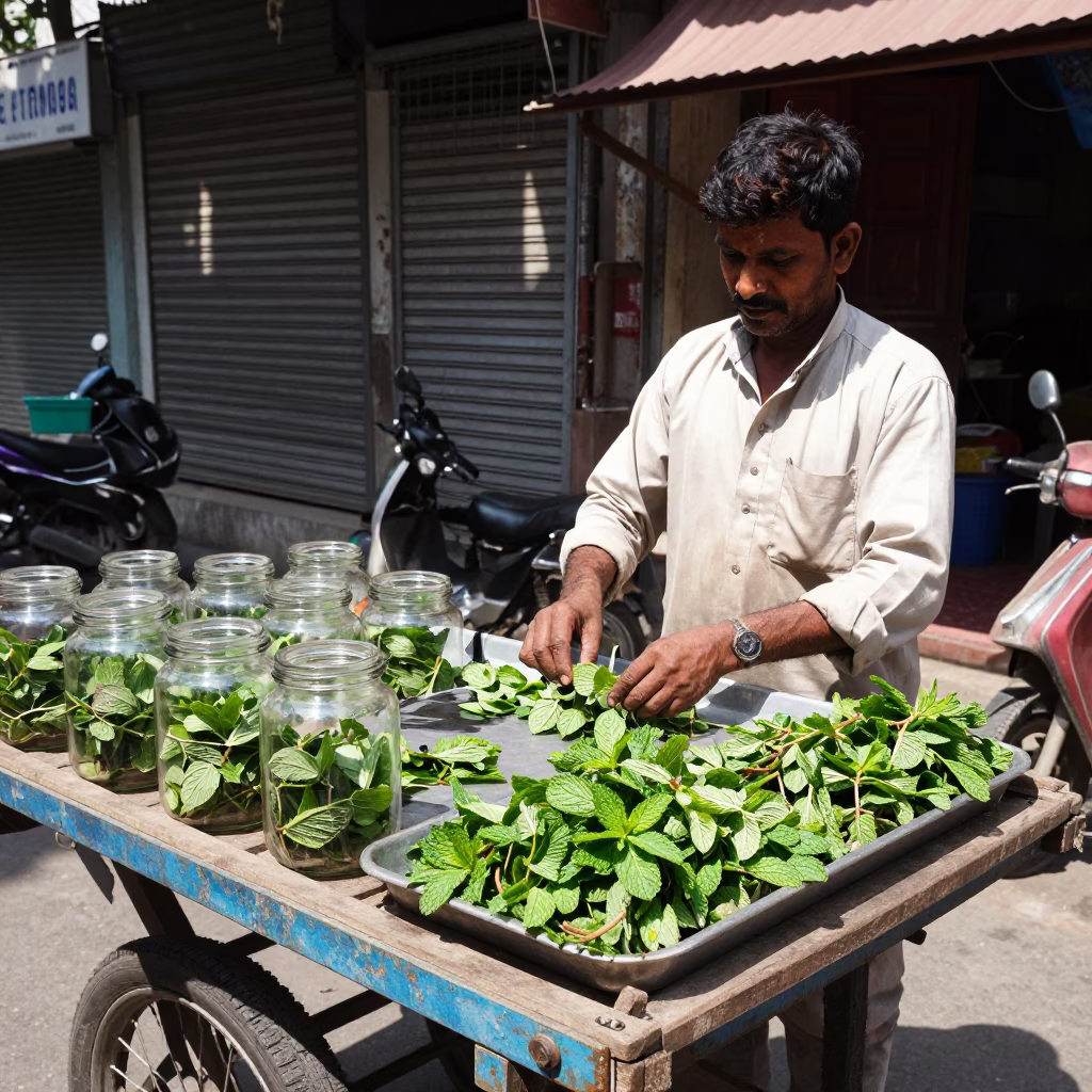 Glass Jars in Delhi at The Flat Glare Of Noon Light in in Delhi, India