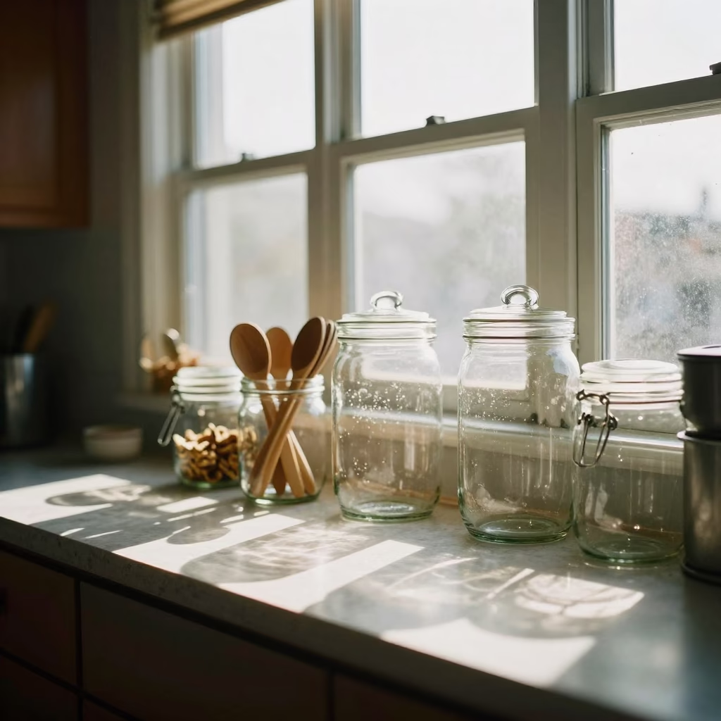 Glass Jars in Los Angeles at Clear Late-afternoon Light in in Los Angeles, California, United States