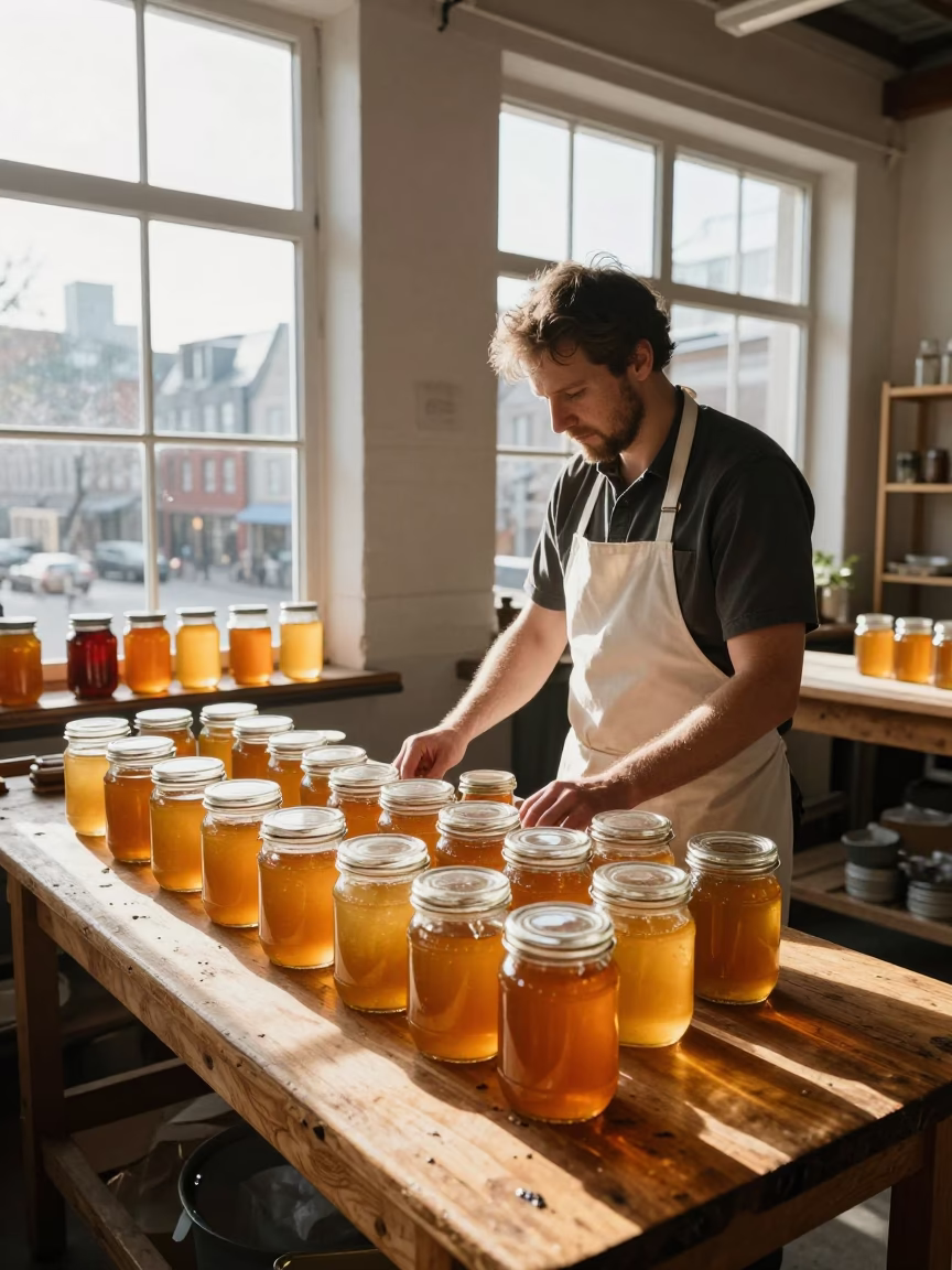 Glass Jars in Montreal at Clear Late-afternoon Light in in Montreal, Quebec, Canada
