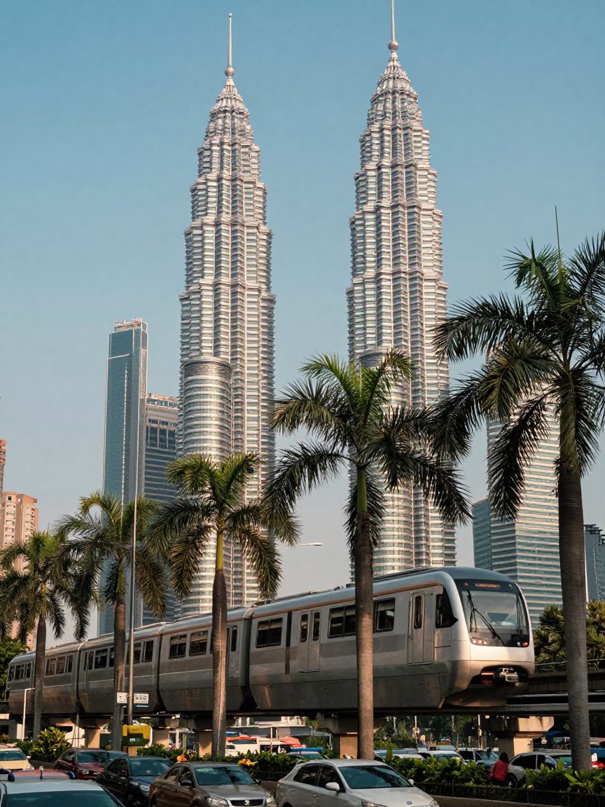 Glass Towers in Kuala Lumpur at Clear Late-afternoon Light in in Kuala Lumpur, Malaysia
