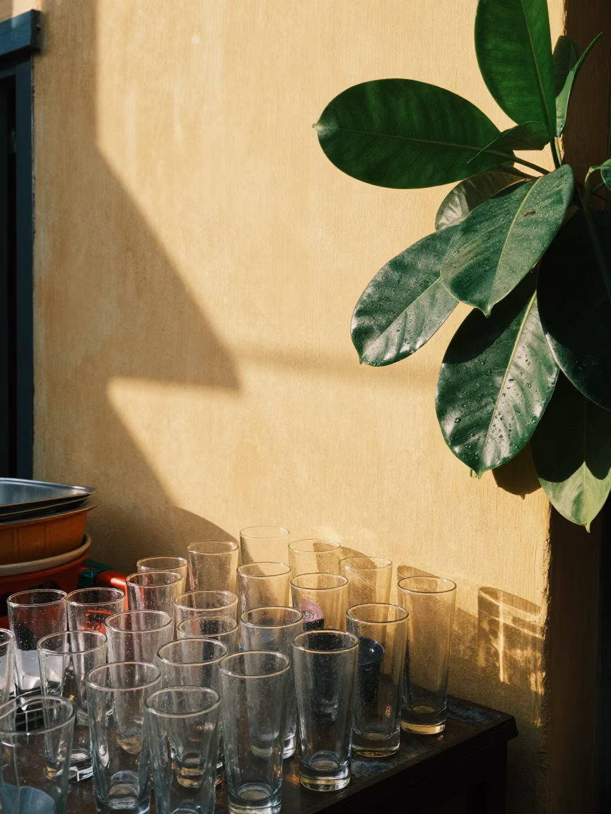 Glass Tumblers just after sunrise in Hoi An in in Hoi An, Vietnam