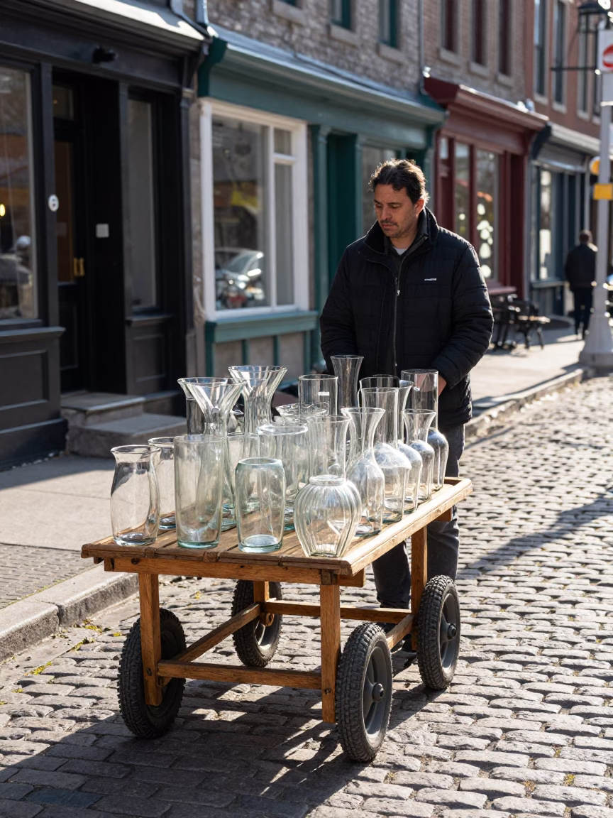 Glass Vases in Montreal at Clear Late-afternoon Light in in Montreal, Quebec, Canada