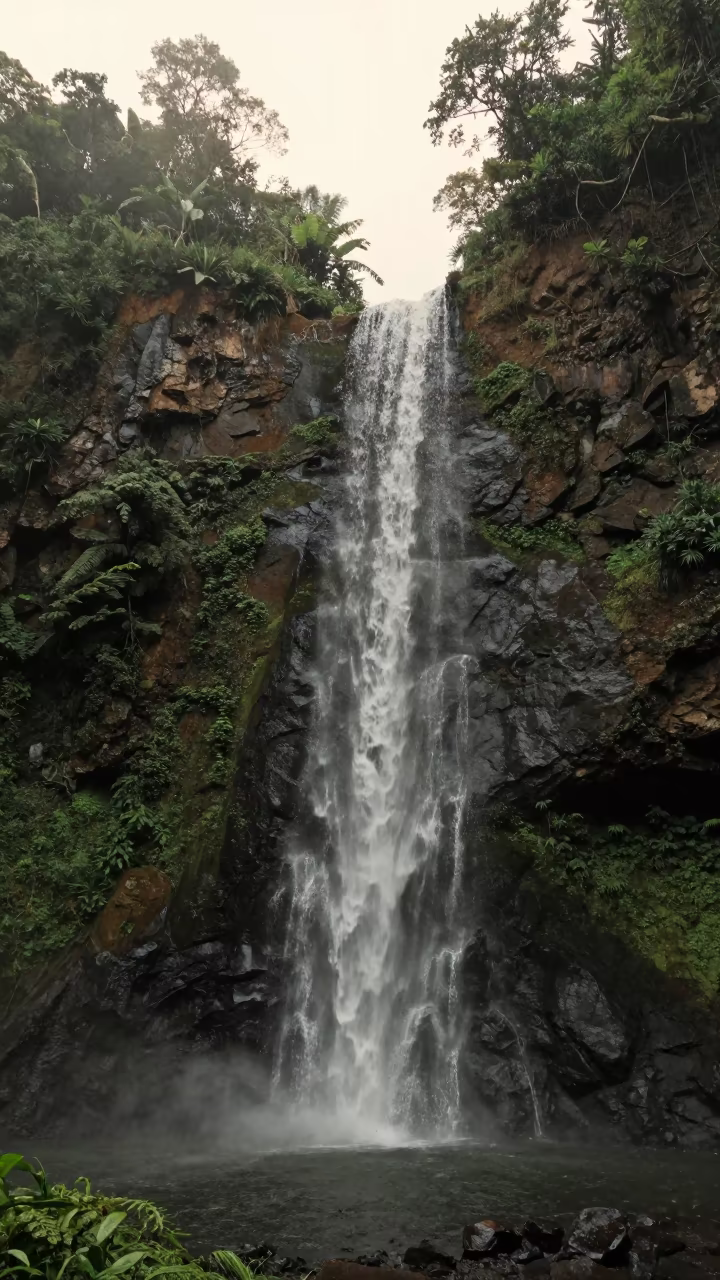 Glass Waterfall in Samoa Jungle Gorge in in Samoa