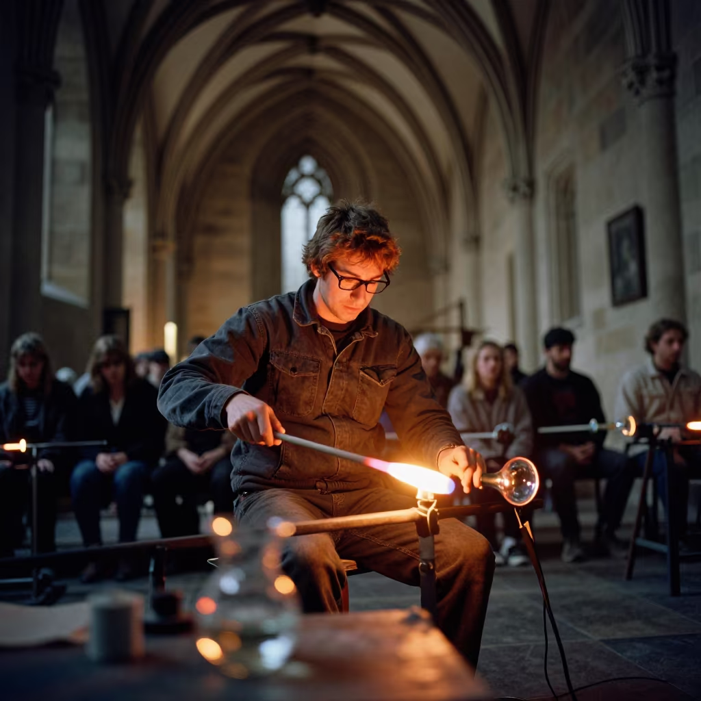 Glassblowing Demonstration in Nottingham Prayer Hall in in a prayer hall near Nottingham
