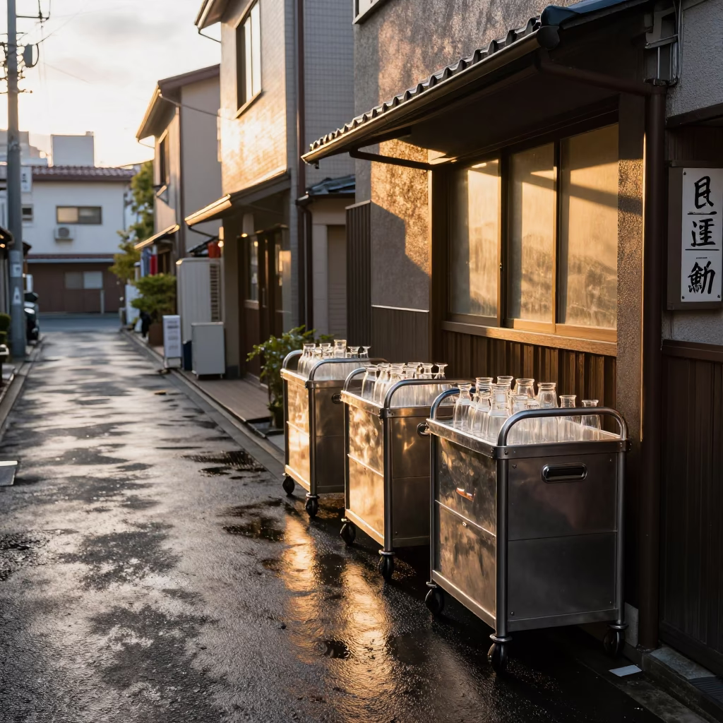 Glassware in Sapporo at Golden Hour in in Sapporo, Japan
