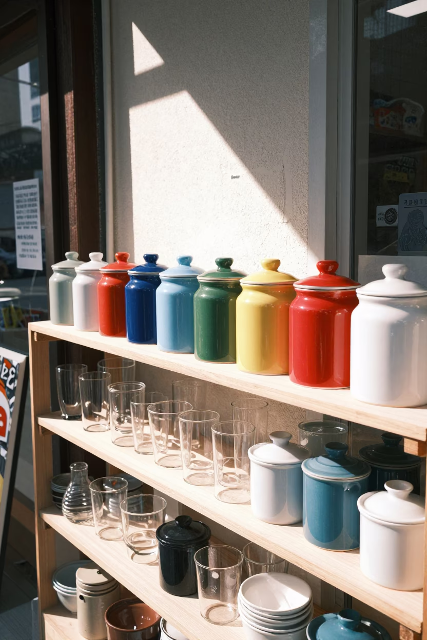 Glassware in Seoul at Flat Noon Light in in Seoul, South Korea