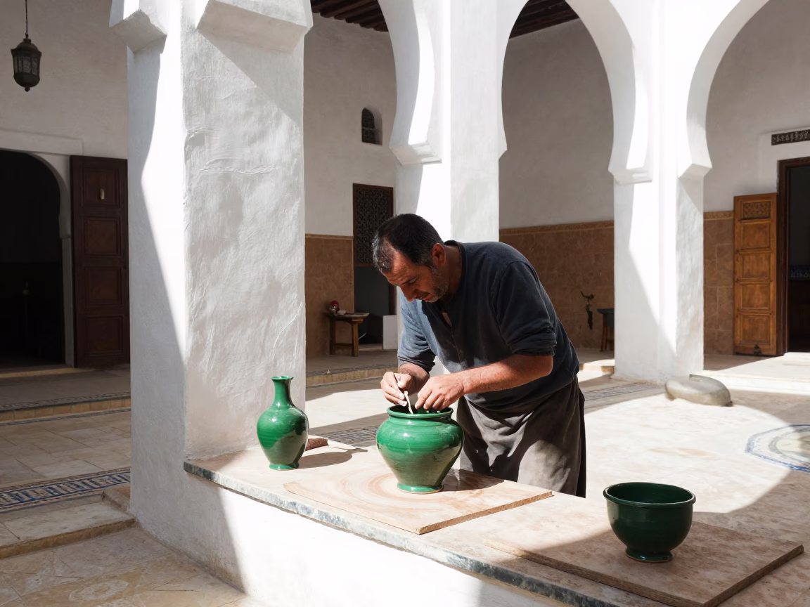 Glaze Pottery in Essaouira in in Essaouira, Morocco