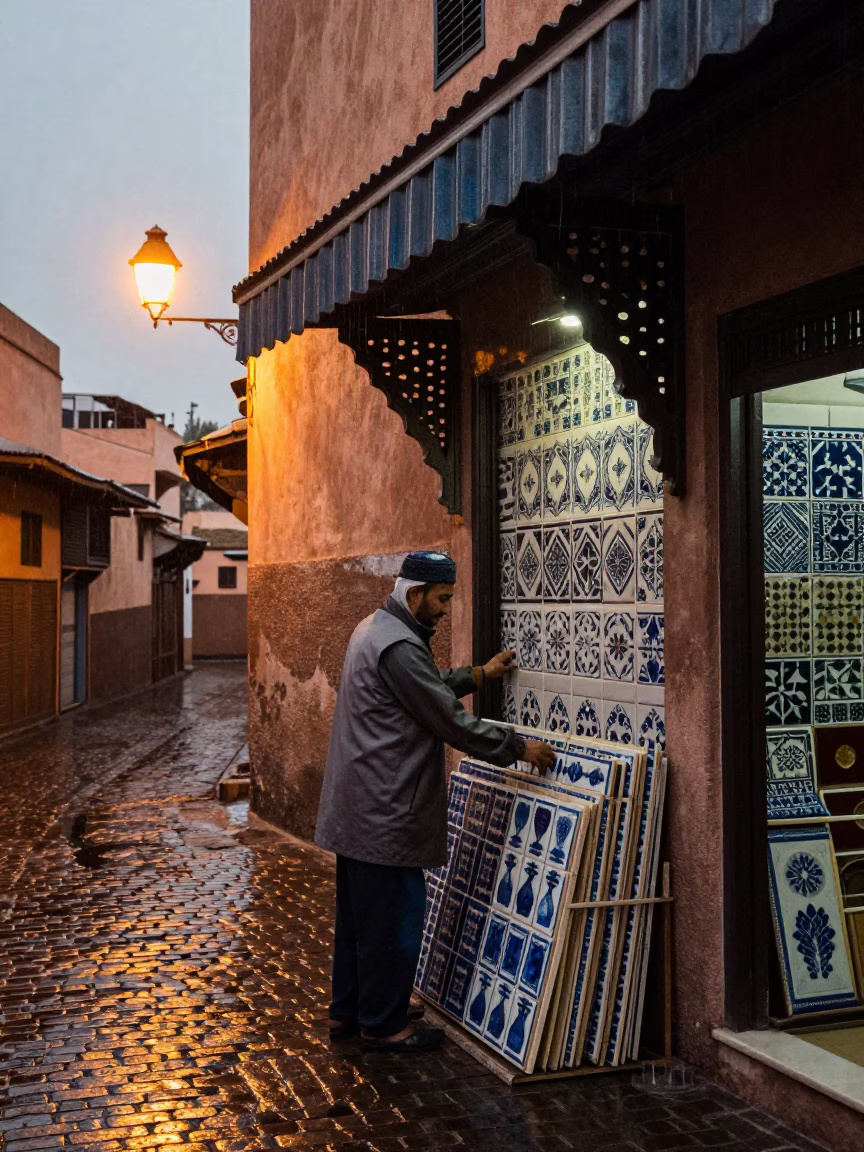 Glazed Tiles in Marrakech in in Marrakech, Morocco