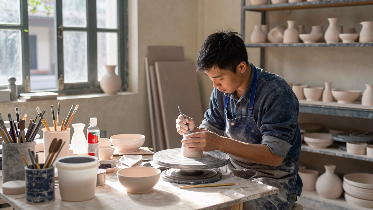 Glazing Ceramics in Hanoi in in Hanoi, Vietnam