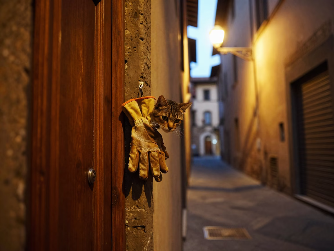 Gloves after dark in Florence in in Florence, Italy