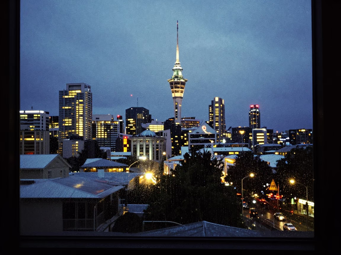 Glow at As City Lights Begin To Glow in Auckland in in Auckland, New Zealand
