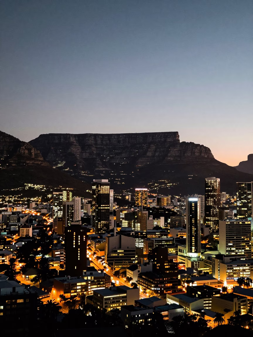 Glow in Cape Town at As City Lights Begin To Glow in in Cape Town, South Africa