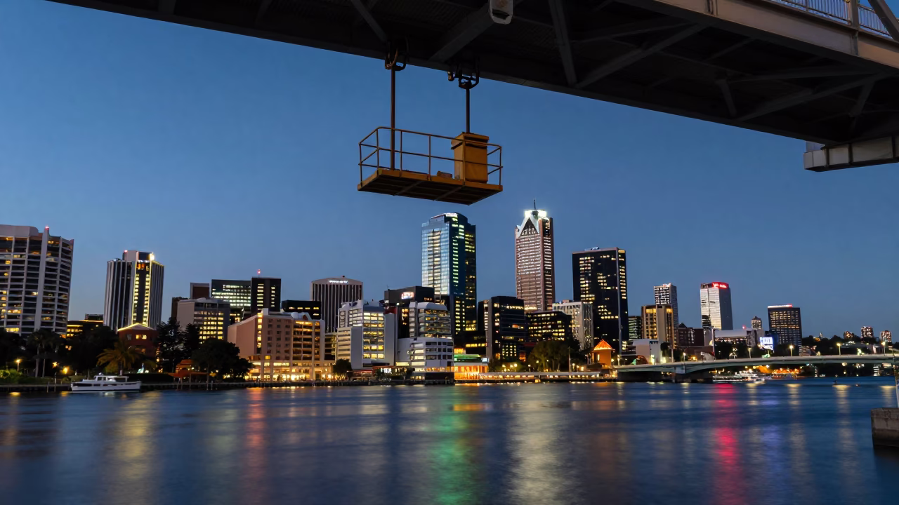 Glow in Perth at As City Lights Begin To Glow in in Perth, Western Australia, Australia