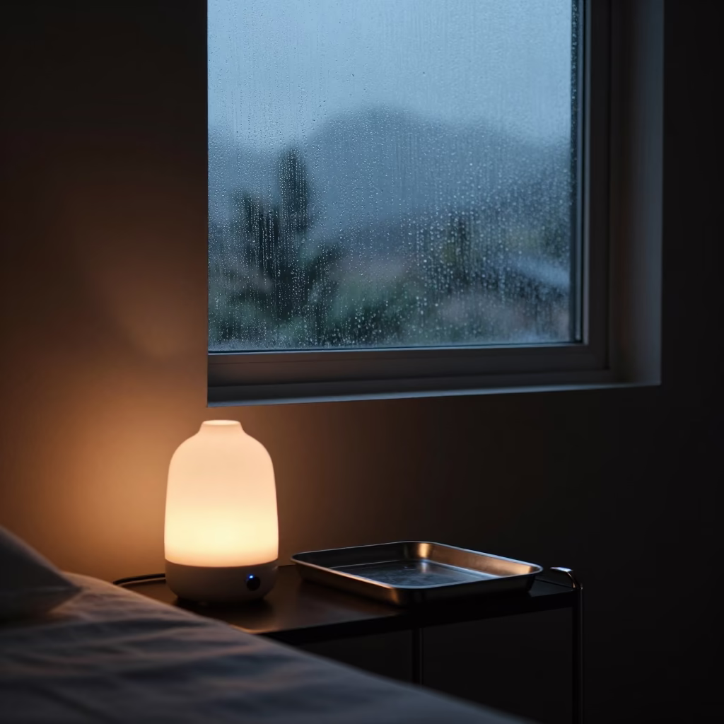 Glowing Diffuser Beside Trays in Sucre Salon in inside a salon row in Sucre