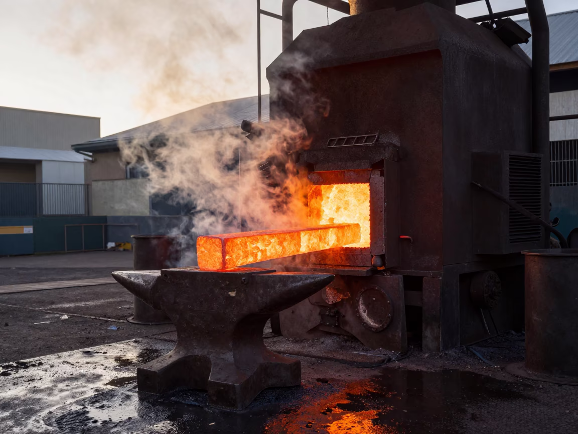 Glowing Forge Metal Beside Blast Furnace Cape Town in beside a blast furnace near Cape Town