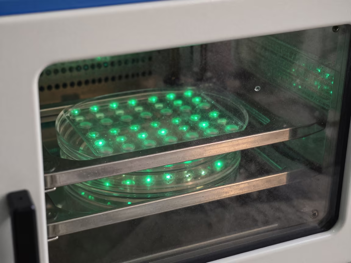 Glowing Green LEDs on Lab Shelf in Suez in in Suez