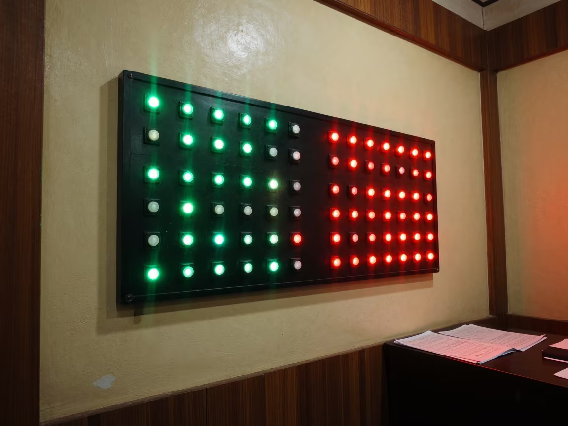 Glowing Green Red Vote Board in Jalgaon Office in inside a campaign office in Jalgaon