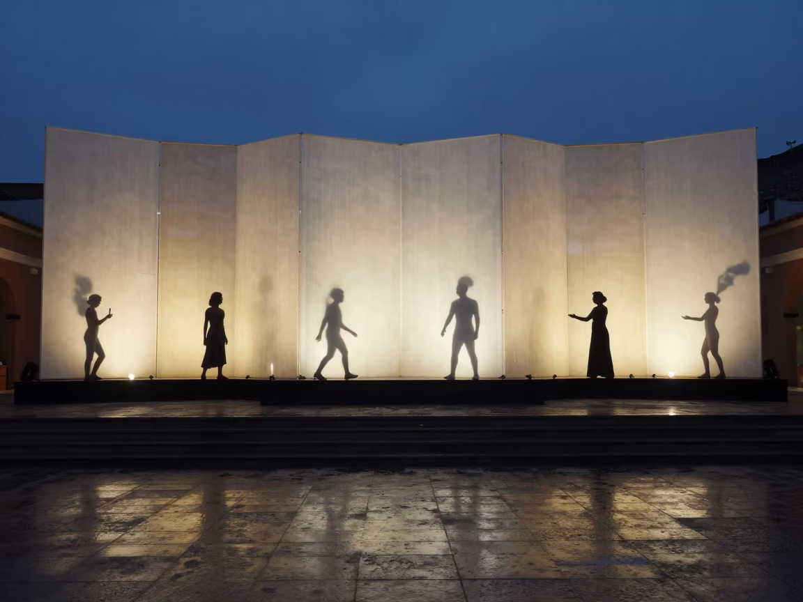 Glowing Ivory Shadow Screen in Cúcuta Hall in in a concert hall in Cúcuta