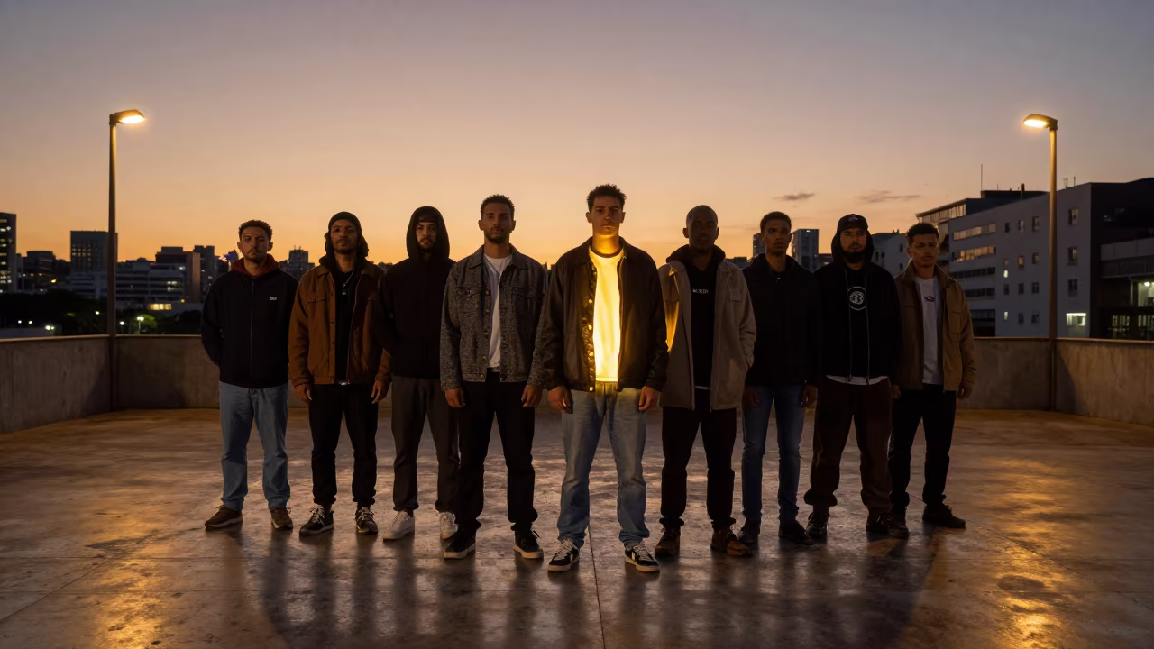 Glowing Jacket Runway Rehearsal Belem in under runway rehearsal lights near Belem