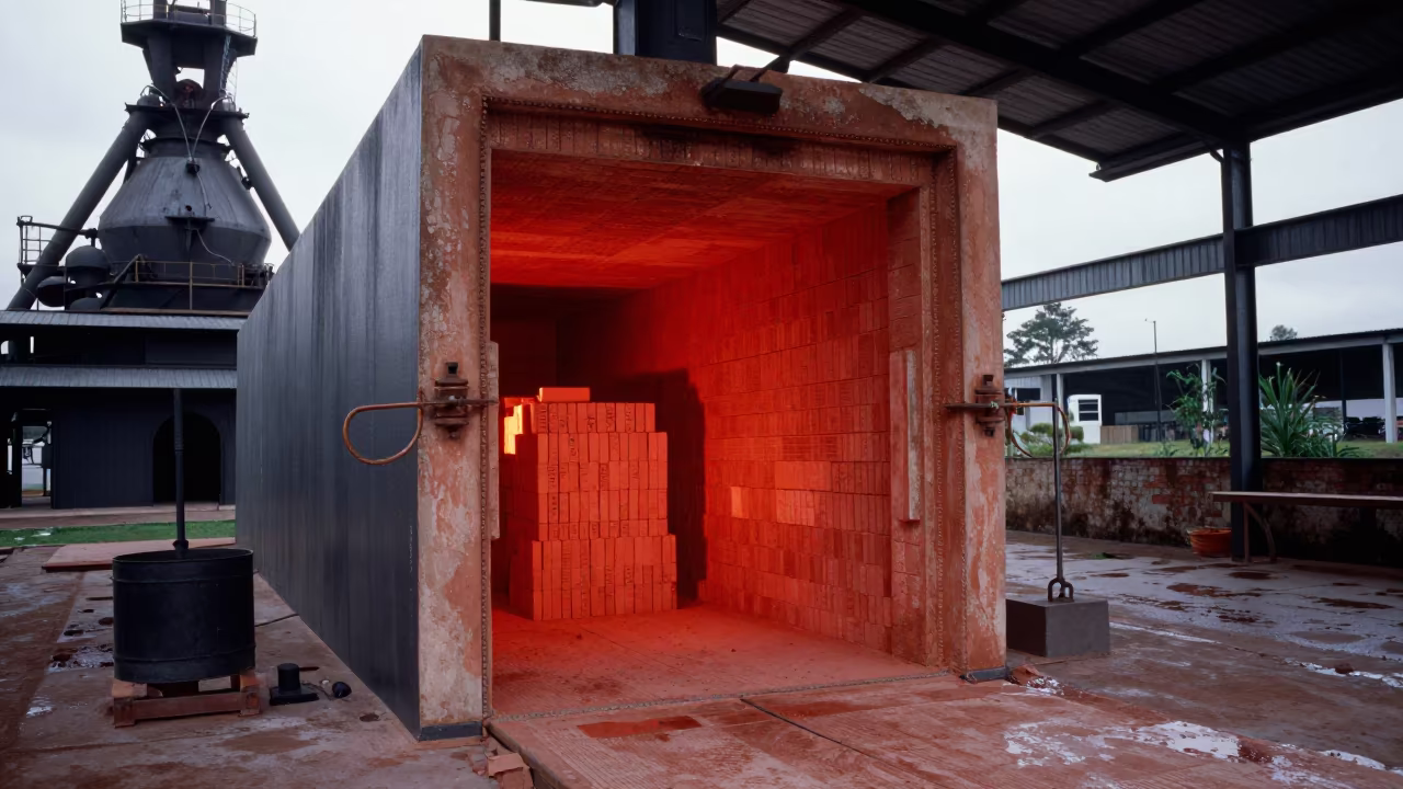 Glowing Kiln Interior Near Blast Furnace Cúcuta in beside a blast furnace near Cúcuta
