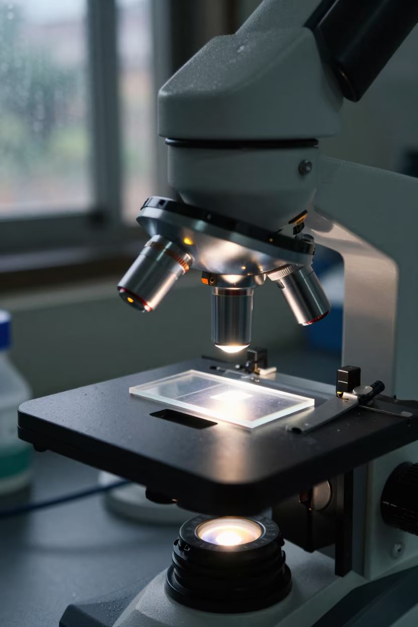 Glowing Microscope Slide in Siem Reap Lab in in a bright laboratory in Siem Reap