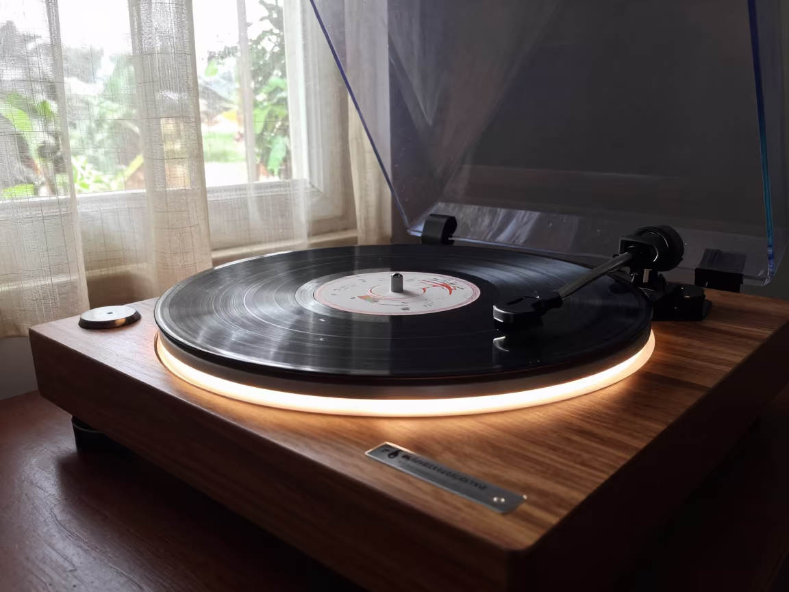 Glowing Record Player in Lichinga Nook in in a breakfast nook in Lichinga