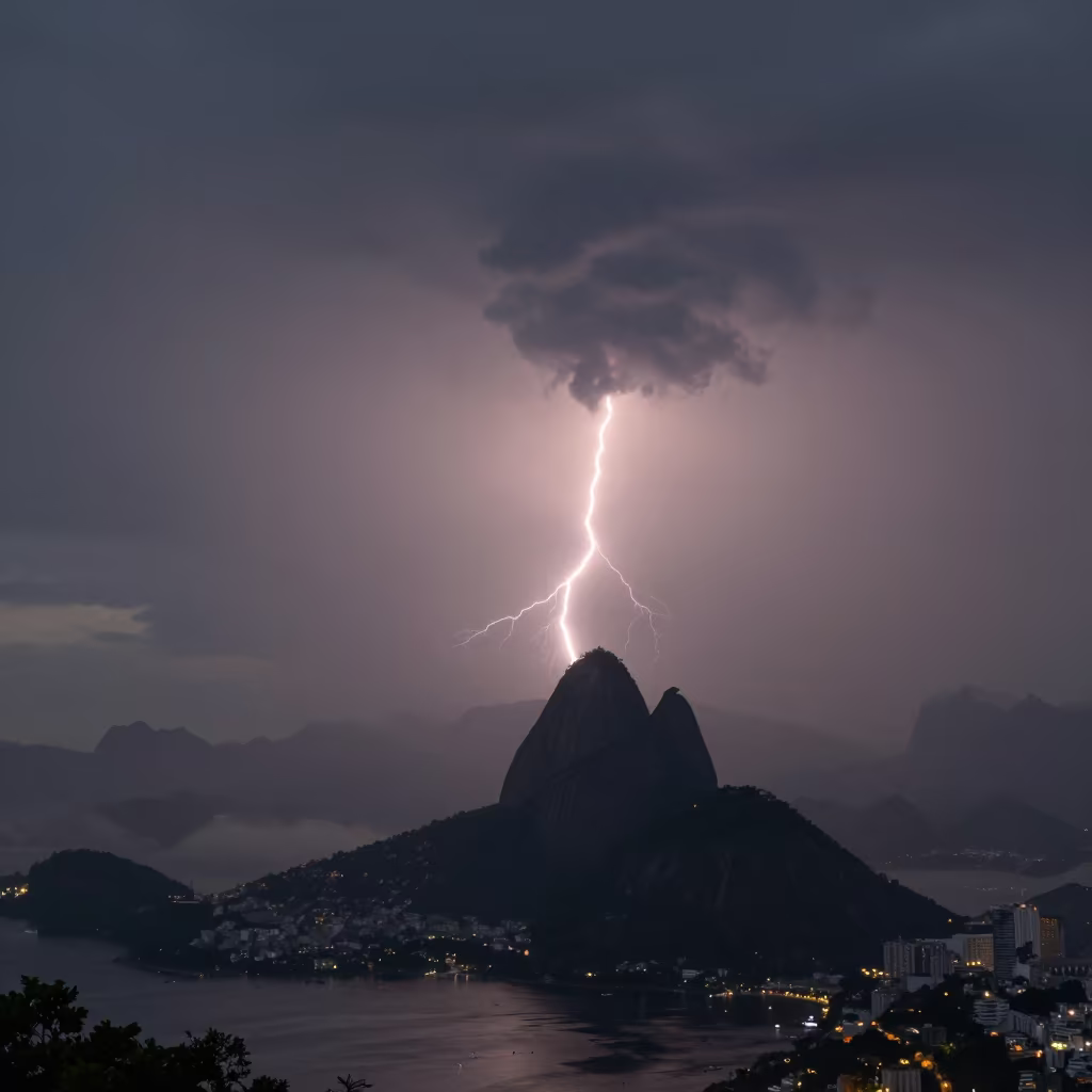 Glowing Sprites Over Rio Thunderstorm Dawn in near Rio de Janeiro