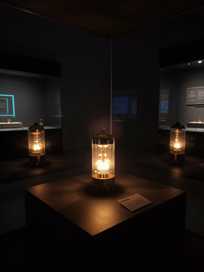 Glowing Vintage Tube on Beersheba Museum Plinth in on a museum plinth near Beersheba