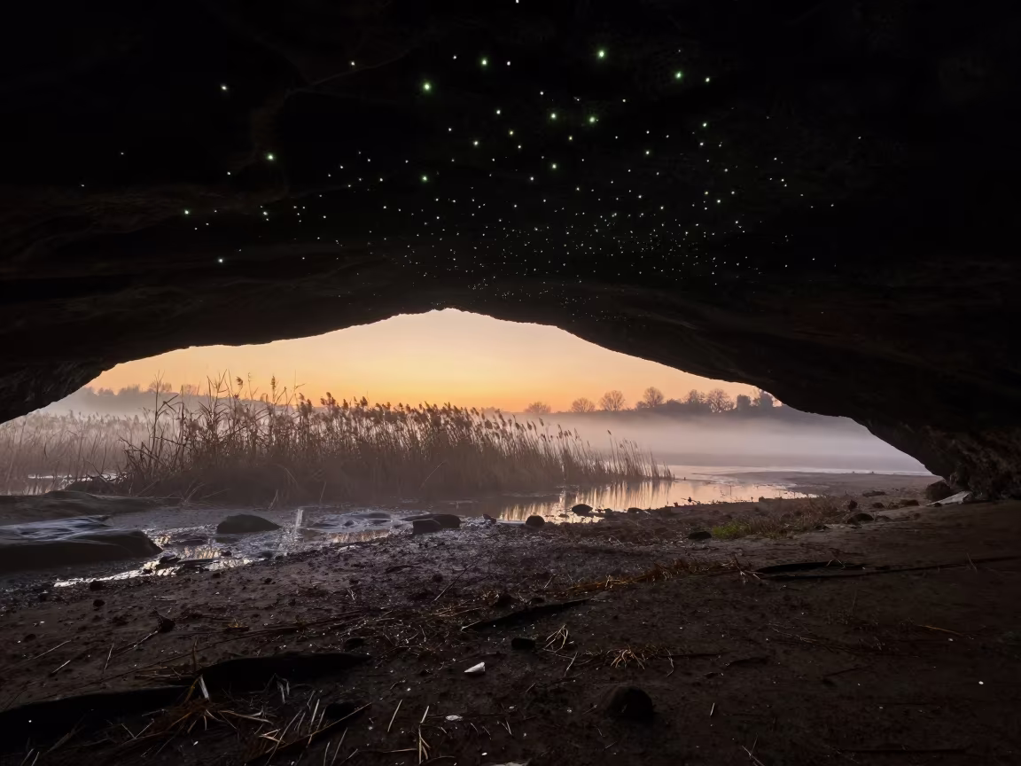 Glowworm Ceiling Over Floodplain After Rain in across a floodplain after rain near Bremen