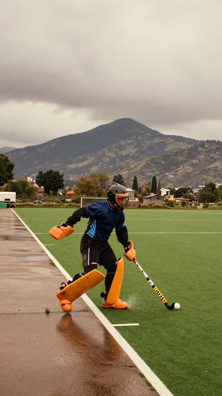 Goalkeeper Drag Flick on Mountain Path in on a mountain path near Irapuato