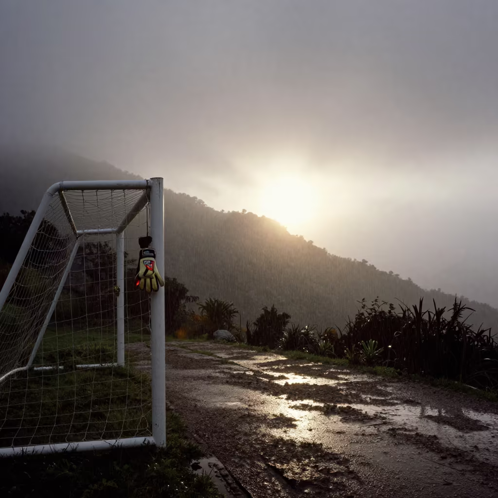 Goalkeeper Gloves Silhouette on Mountain Path Tepic in on a mountain path near Tepic