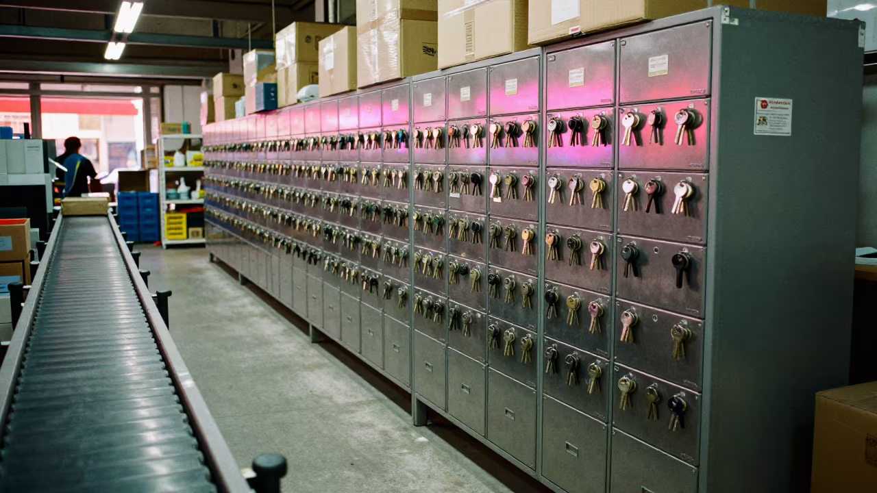 Goat Key Locker at Grand Bazaar Packing Station in at a fulfillment packing station in Grand Bazaar, Istanbul