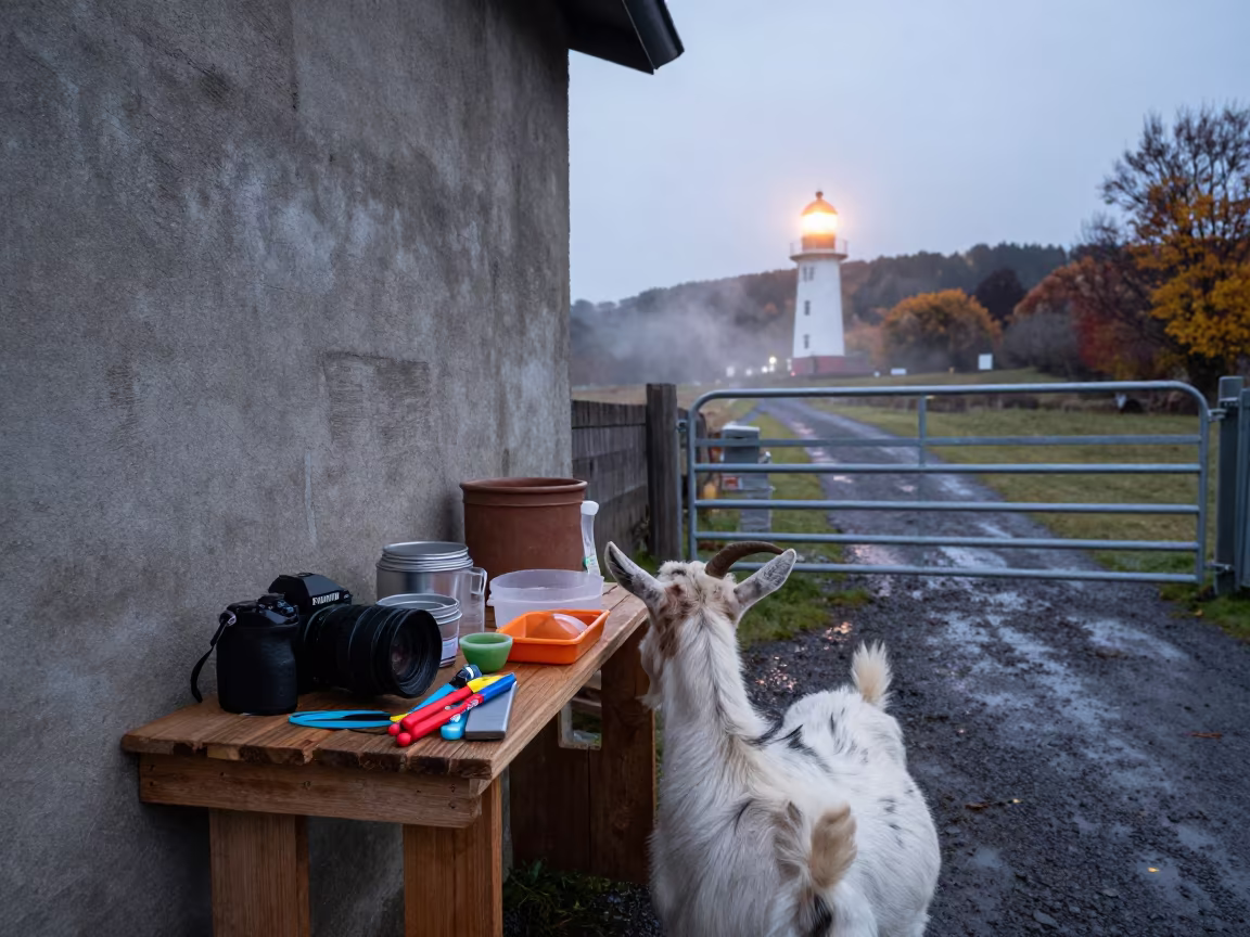 Goat Kidding Kit Shelf Patagonia Dawn in beside a pasture gate in Patagonia