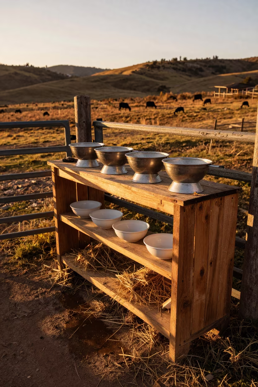 Goat Milk Filter Shelf Golden Hour Peru in beside a pasture gate in Peru