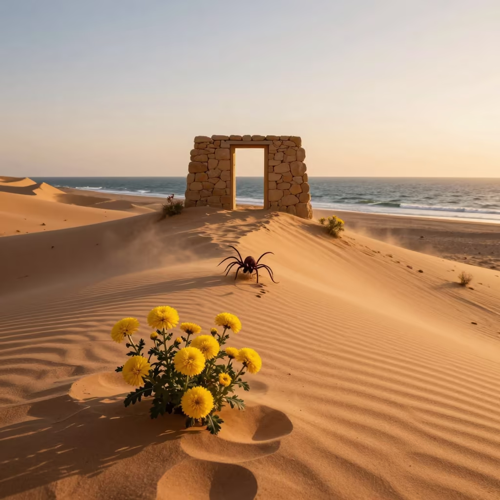 Gobi Chrysanthemums at Ocean Doorway in on a wind-scoured ridge in the Gobi Desert