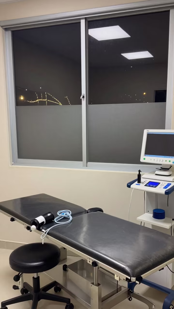 Goiania Clinic Exam Room Dim Window Light in inside a clinic exam room in Goiania