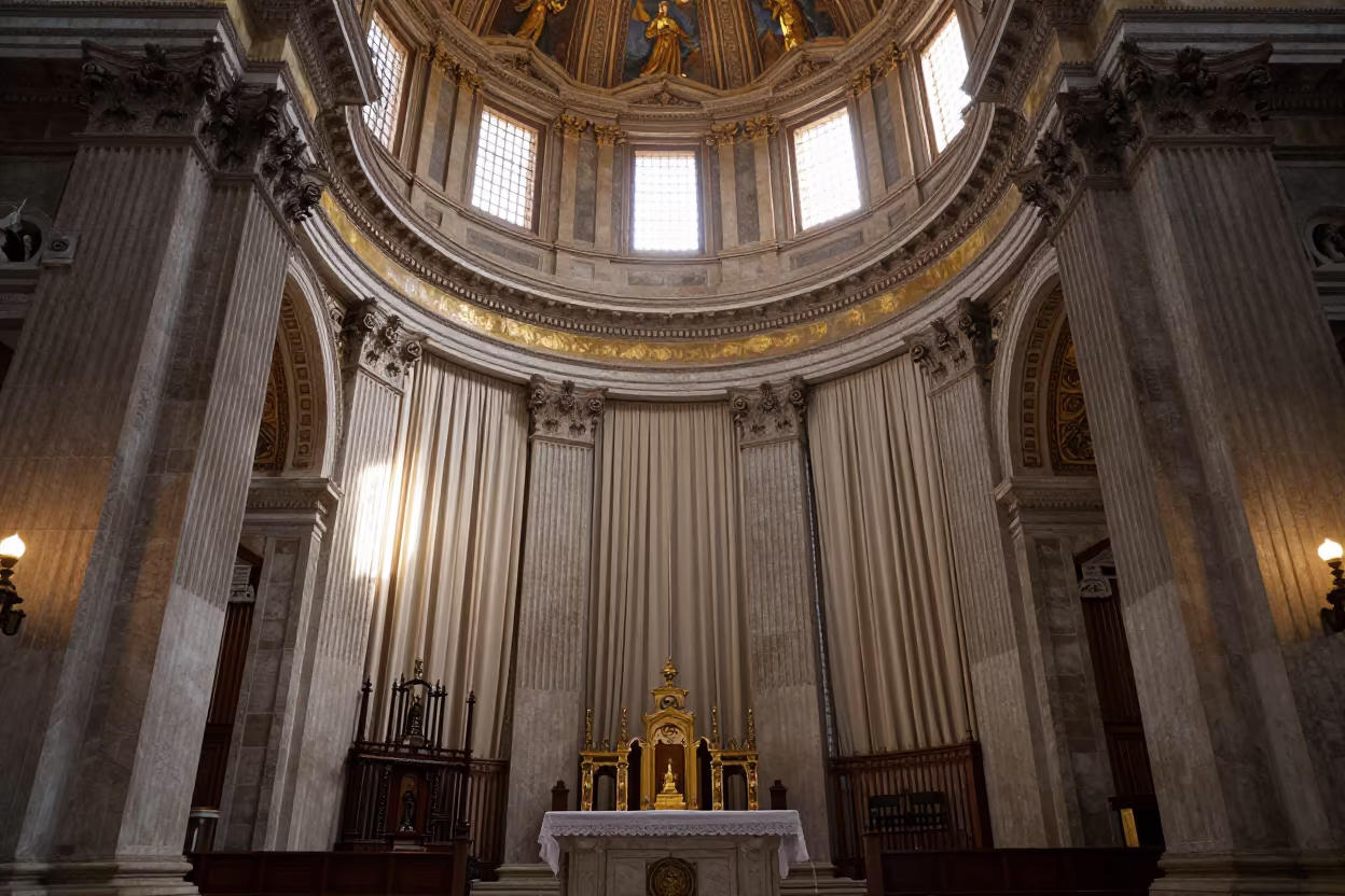 Gold Figures on Basilica Dome in Lashio in at the foot of a stone altar in Lashio