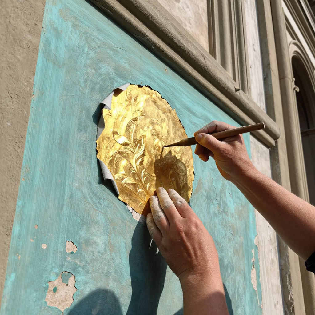 Gold Leaf in Florence in in Florence, Italy
